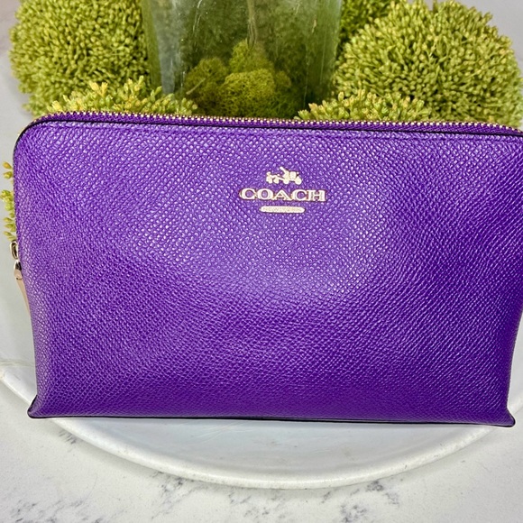 Coach Handbags - Coach Crossgrain Purple Leather Cosmetic Bag #52461